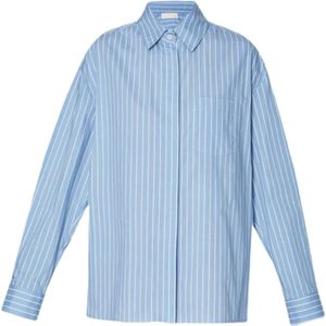Liu Jo, Blouses & Shirts, Dames, Blauw, S, Lichtblauwe Overhemd D Over Popeline