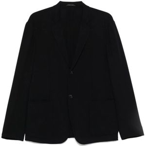 Giorgio Armani, Jassen, Heren, Blauw, L, Blauwe knoopjas met zakken