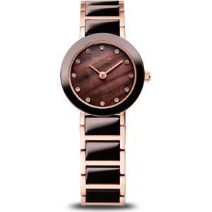 Bering, Accessoires, Dames, Bruin, ONE Size, Dames keramisch horloge 22 mm armband roestvrijstalen band met keramische elementen roségoud 11422-765