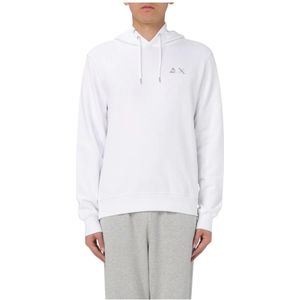 Sun68, Sweatshirts & Hoodies, Heren, Wit, XL, Katoen, Grijze Hoodie voor Mannen