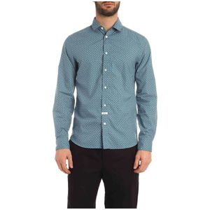 Kenzo, Overhemden, Heren, Blauw, M, Katoen, Minitiger Slim Fit Overhemd