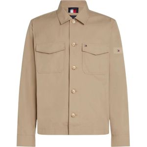 Tommy Hilfiger, Jassen, Heren, Beige, XL, Katoen, Nautische Overshirt Jas