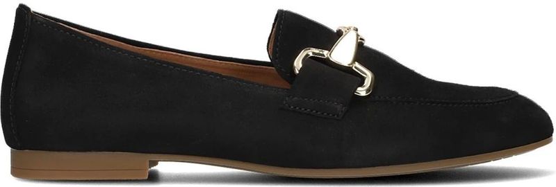 Gabor, Schoenen, Dames, Zwart, 36 EU, Suède, Zwarte Loafer 211 met Gouden Horsbit