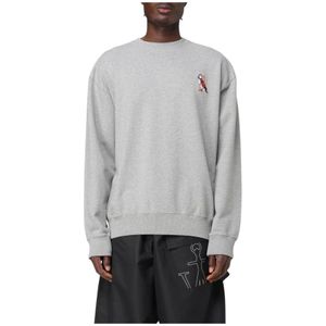 JW Anderson, Sweatshirts & Hoodies, Heren, Grijs, L, Katoen, Grijze Crew Neck Sweatshirt
