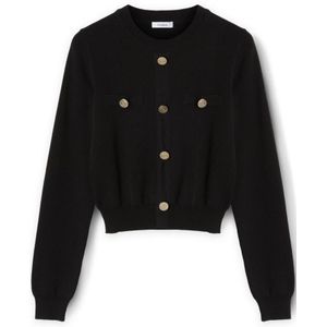 Motivi, Truien, Dames, Zwart, XS, Trui met blinde knoopsluiting