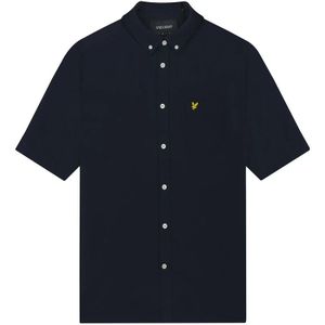 Lyle & Scott, Overhemden, Heren, Blauw, S, Katoen, Oxford overhemd met korte mouwen