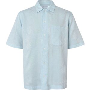 Samsøe Samsøe, Overhemden, Heren, Blauw, M, Korte mouw patroon overhemd