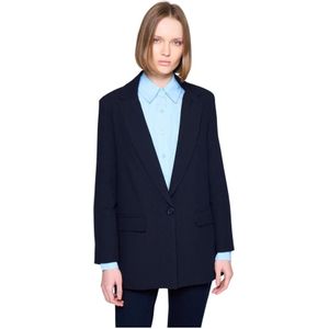 Silvian Heach, Jassen, Dames, Blauw, 2Xs, Polyester, Klassieke Blazer met Zijzakken