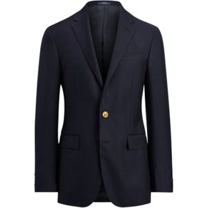 Polo Ralph Lauren, Jassen, Heren, Blauw, XS, Wol, Slim Fit Wollen Blazer met Polo Stijl