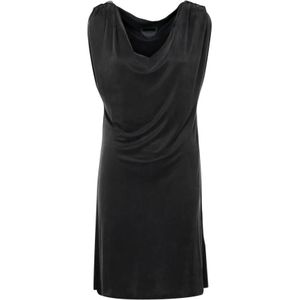 Rrd, Kleedjes, Dames, Zwart, S, Polyester, Mouwloze Jurk met V-Hals
