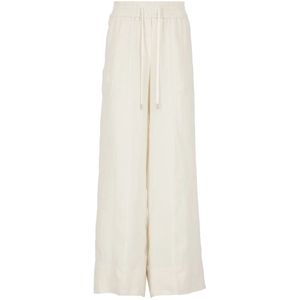 Peserico, Broeken, Dames, Beige, M, Linnen, Ivory Linen Palazzo Broeken