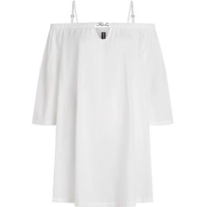 Karl Lagerfeld, Kleedjes, Dames, Wit, L, Katoen, Off-the-Shoulder Strandjurk