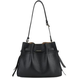 Pourchet Paris, Tassen, Dames, Zwart, ONE Size, Leer, Zwarte schoudertas - van leer