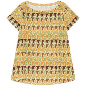 Maliparmi, Tops, Dames, Geel, XL, Geometrische Mimosa T-shirt in Geel/Groen/Bruin