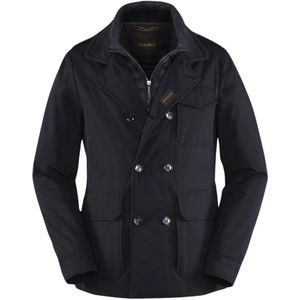 Moorer, Jassen, Heren, Blauw, 3Xl, Katoen, Double-Breasted Safari Jacket