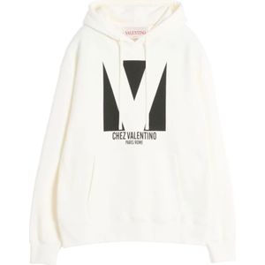 Valentino Garavani, Sweatshirts & Hoodies, Heren, Wit, L, Katoen, Hooded Sweatshirt Chez Valentino