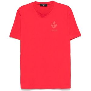 Dsquared2, Tops, Heren, Rood, M, Rode Casual Overhemden