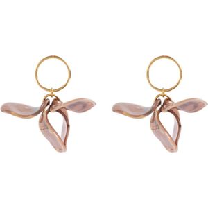 Malababa, Accessoires, Dames, Bruin, ONE Size, Acryl Bloem Oorbellen