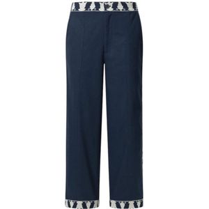 Pepe Jeans, Broeken, Dames, Blauw, S, Katoen, Bloemen Geborduurde Canvas Broek
