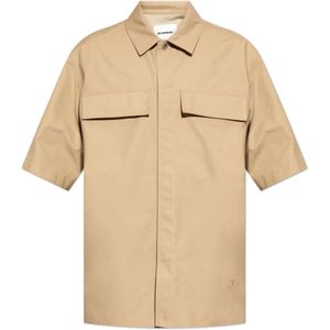 Jil Sander, Overhemden, Heren, Beige, S, Katoen, Kortemouwenshirt