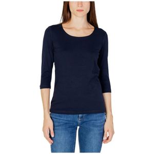 Street One, Tops, Dames, Blauw, XL, Katoen, Blauw 3/4 Mouw Casual T-shirt