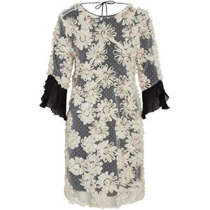 Bruuns Bazaar, Kleedjes, Dames, Beige, M, Elegante Mesh Bloemenjurk