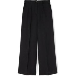 Motivi, Broeken, Dames, Zwart, XL, Linnen, Wijde broek in linnenmix
