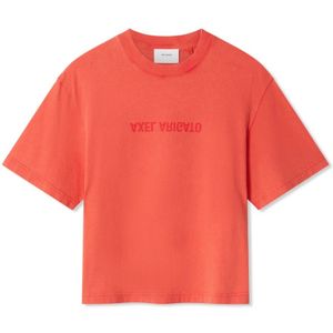 Axel Arigato, Tops, Dames, Rood, M, Katoen, Ditort T-shirt