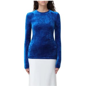 Giorgio Armani, Tops, Dames, Blauw, L, Koningsblauwe Fluweeltrui