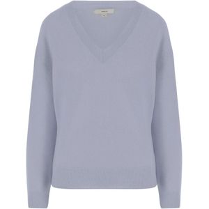 Vince, Truien, Dames, Blauw, XS, Kasjmier, Lichtblauwe V-hals Kasjmier Zijden Trui