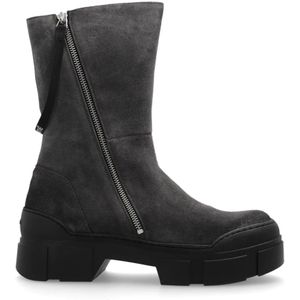 Vic Matié, Schoenen, Dames, Grijs, 39 EU, Suède, Suède enkellaarzen op platform