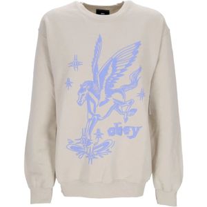 Obey, Sweatshirts & Hoodies, Heren, Beige, S, Katoen, Vintage Sand Crewneck Sweatshirt Vrouwen