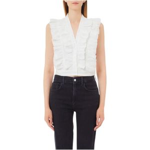Liu Jo, Jassen, Dames, Wit, S, Stijlvolle Frappe Top voor jou
