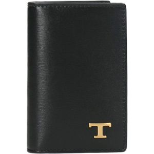 Tod's, Accessoires, Heren, Zwart, ONE Size, Leer, Leren Kaarthouder Portemonnee