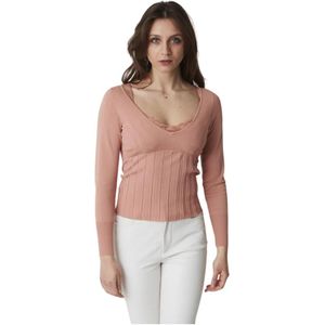 Pinko, Truien, Dames, Beige, L, Viscose Beach Volley Shirt