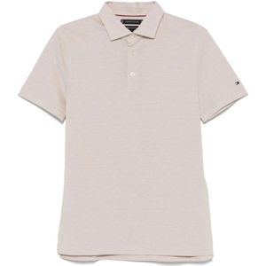 Tommy Hilfiger, Tops, Heren, Beige, M, Beige Polo Shirt met Logo Patch