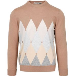 Ballantyne, Truien, Heren, Beige, L, Kasjmier, Kasjmier Diamantpatroon Trui