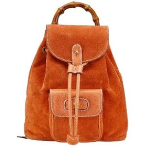 Gucci Vintage, Pre-owned, Dames, Oranje, ONE Size, Leer, Pre-owned Leather backpacks