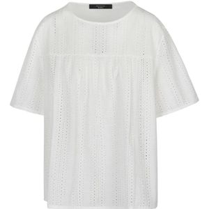 Max Mara Weekend, Tops, Dames, Wit, M, Katoen, Katoenen blouse met ronde hals