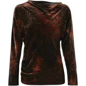 Cortana, Tops, Dames, Bruin, M, Angelina, asymmetrische fluwelen top