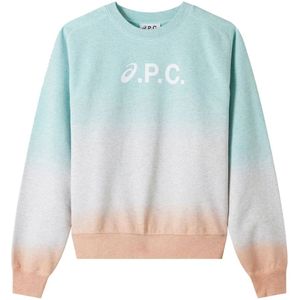 A.p.c., Sweatshirts & Hoodies, Dames, Veelkleurig, XS, Katoen, Groene Multicolor Crewneck Sweatshirt Logo