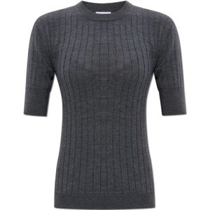 Bottega Veneta, Truien, Dames, Grijs, XS, Wol, Wollen top