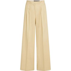 Karl Lagerfeld, Broeken, Dames, Bruin, S, Katoen, Broek met verstelbare taille en plooiontwerp