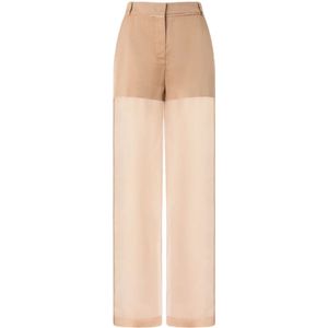 Pinko, Broeken, Dames, Beige, XS, Linnen, Beige Broek Stijlvolle Pasvorm Comfortabel