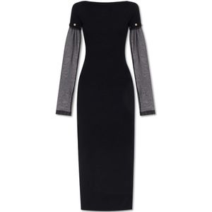 Sportmax, Kleedjes, Dames, Zwart, S, Leer, Jurk Grazia