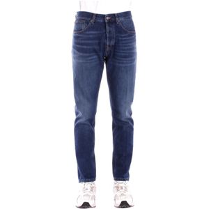 Dondup, Jeans, Heren, Blauw, W35, Katoen, Blauwe Logo Jeans Regular Fit