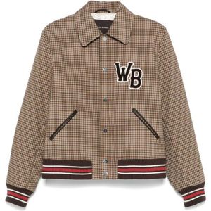 Wales Bonner, Jassen, Heren, Bruin, L, Katoen, Geruite Katoenen Varsity Jack Beige Bruin