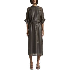 Peserico, Kleedjes, Dames, Bruin, M, Chiffon, Midi jurk in lichtgewicht gelamineerde chiffon