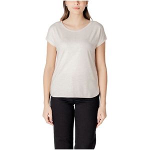 Ichi, Tops, Dames, Beige, XS, Polyester, Beige T-shirt met korte mouwen