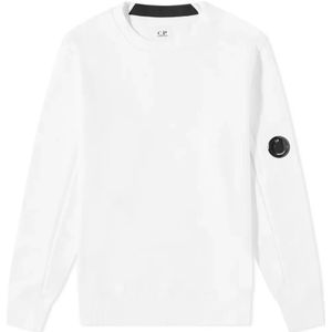 C.p. Company, Sweatshirts & Hoodies, Heren, Wit, 2Xl, Katoen, Wit Arm Lens Sweatshirt Gaas